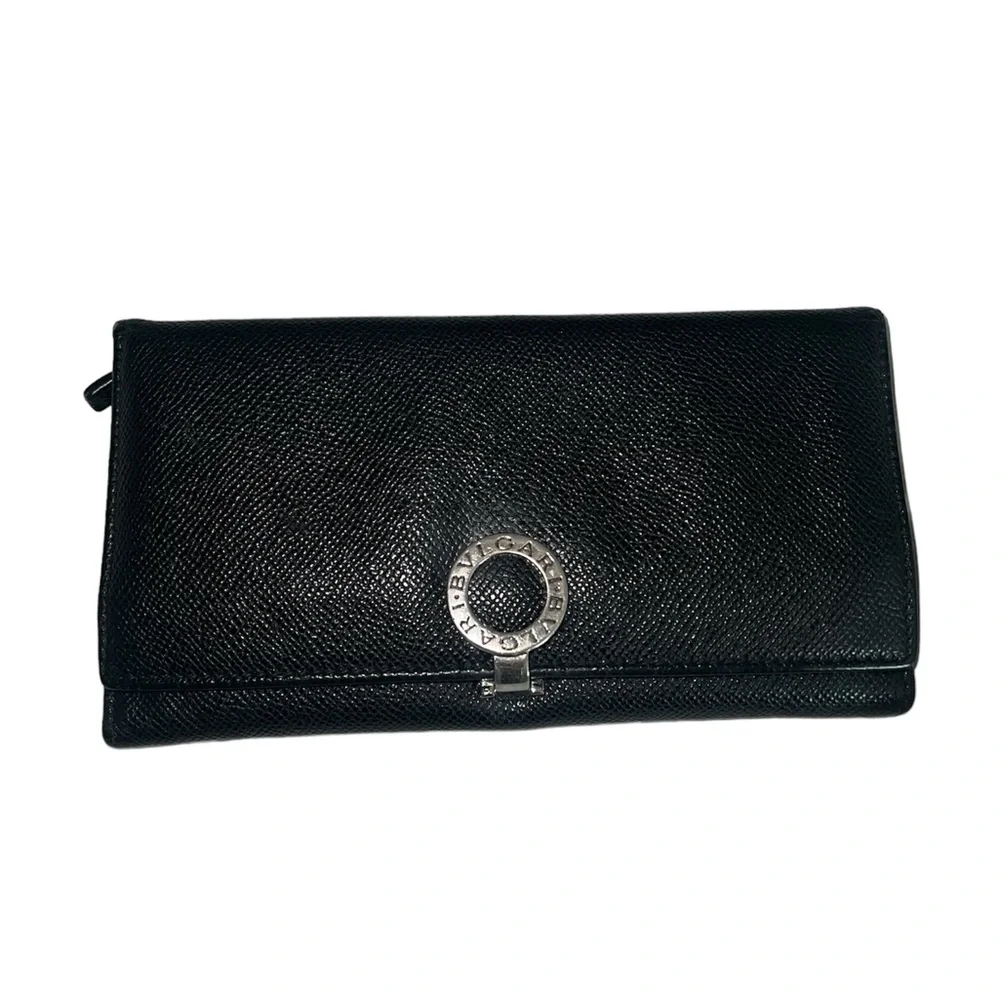 Bulgari Black Leather Continental Wallet